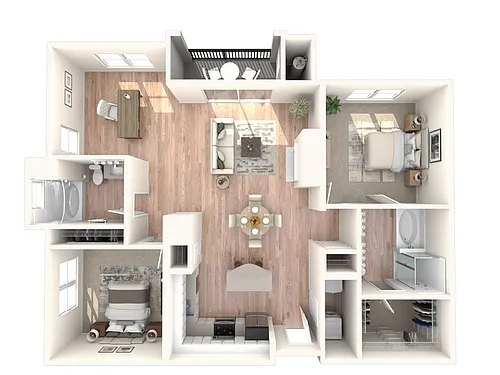 Floor plan B1 1377 | 2 Bed | 2 Bath | Den