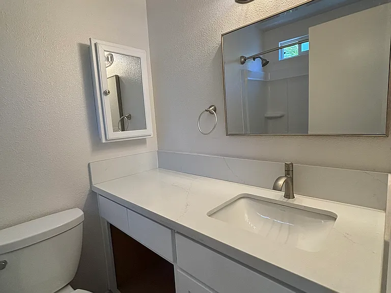 Upgraded finishes in the bathroom.