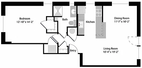 Floor plan 1 Bed, 1 Bath 900 SF, 11a