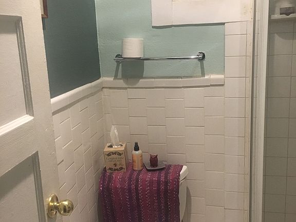 Looking into bathroom from living area