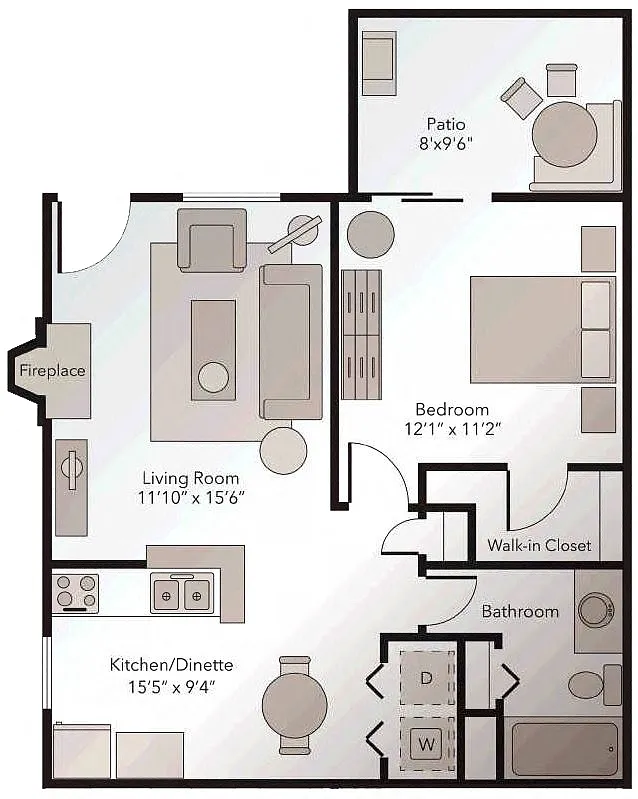 Floor plan Brighton - One Bedroom One Bath