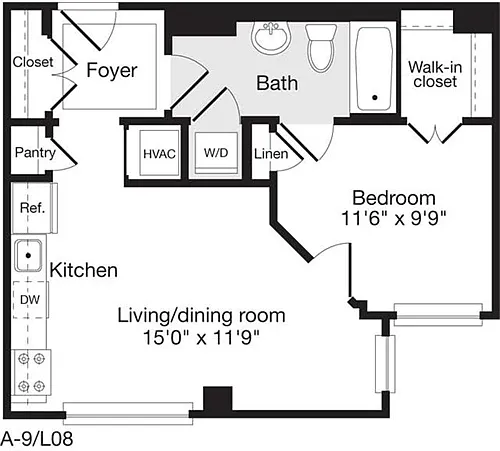 Floor plan 1 Bedroom B