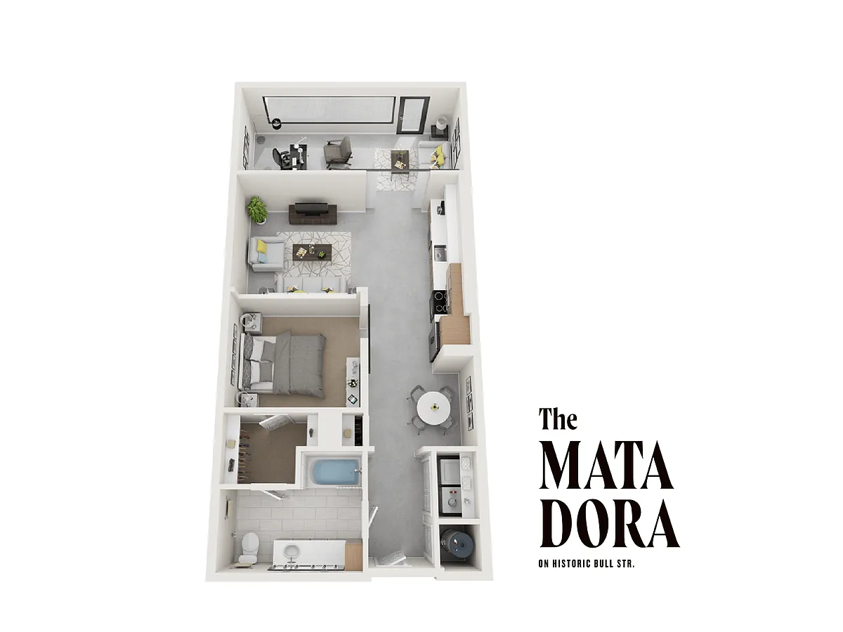 Floor plan 1LW One Bedroom / One Bath