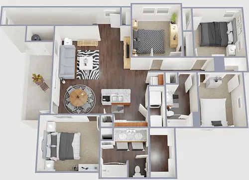 Floor plan D1 | 4 Bed | 2 Bath