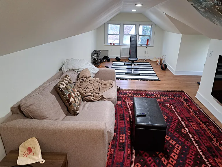 Upstairs bedroom - finished attic space.