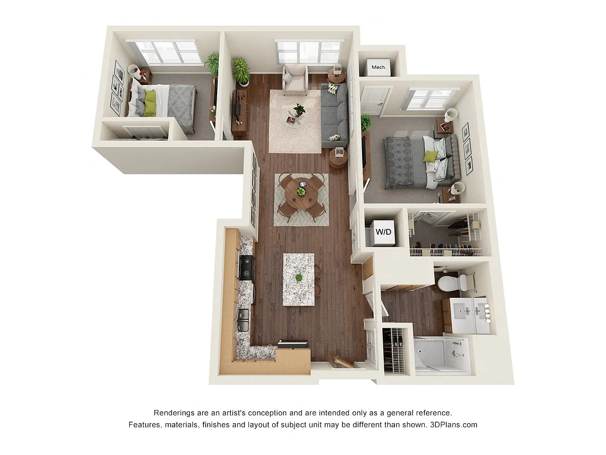 Floor plan Two Bedroom A - 50%