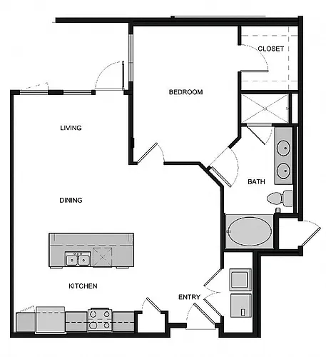 Floor plan A6 One Bedroom