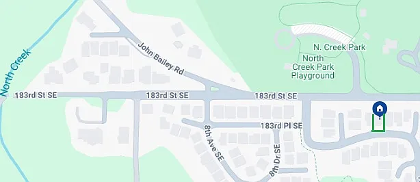 Great location - quiet dead end street and opposite North Creek park and nature area