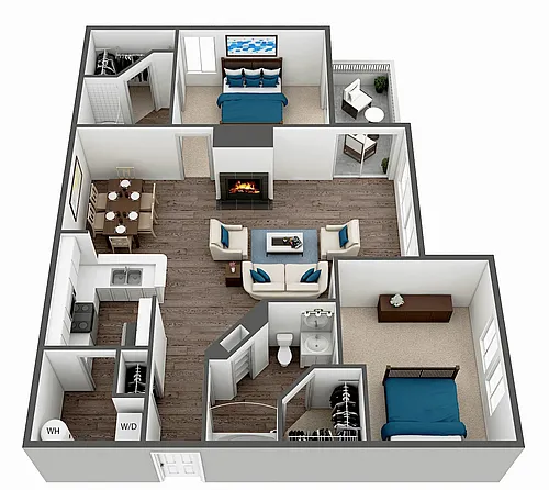 Floor plan 2 Bed 2 Bath Sunroom