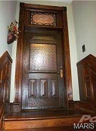 ORIGINAL COVERED FRONT DOOR!  BEAUTIFUL GLASSWORK