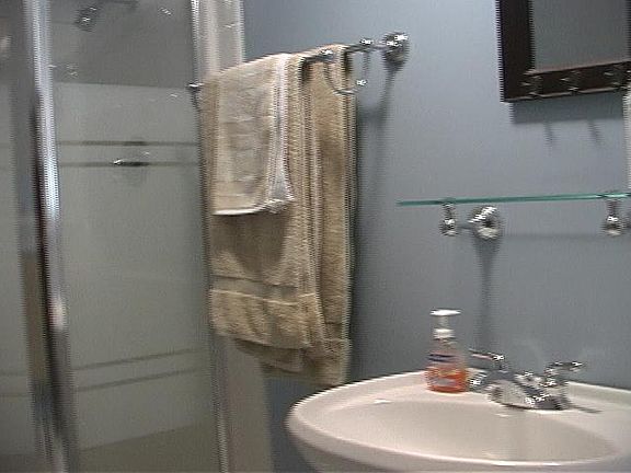 Large, modern bath with shower