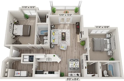 Floor plan Two Bedroom