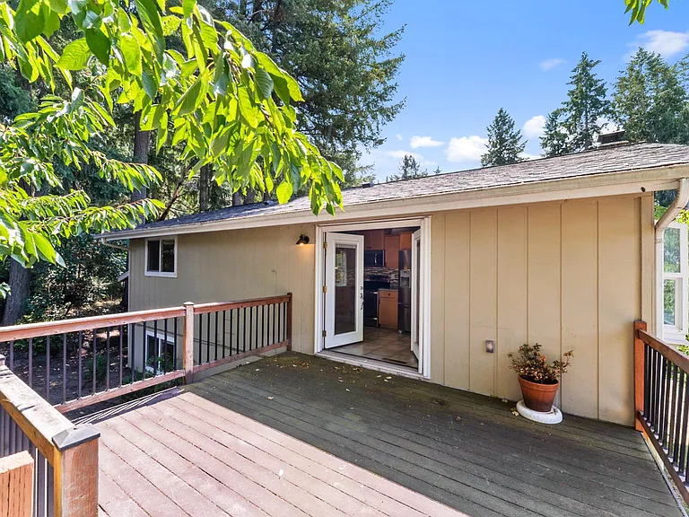 Back Deck with privacy in backyard.