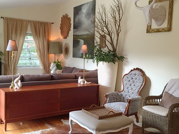 High vaulted ceilings in living room