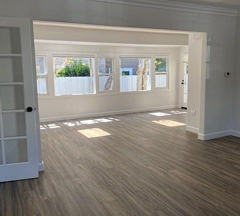 living room into dining area