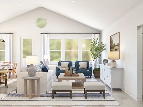 Great room with vaulted ceiling