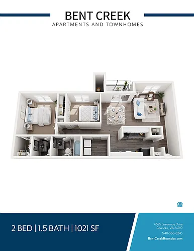 Floor plan 2b 1.5b 1021sq