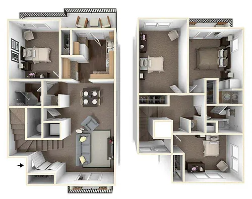 Floor plan 4 Bedroom 2 Bath Townhouse