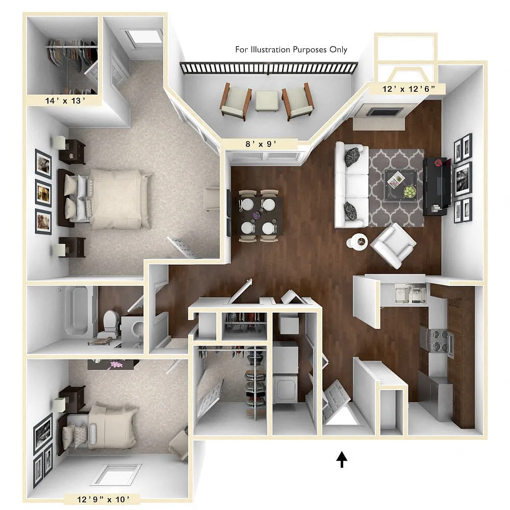 Floor plan The Thoroughbred 2 BR 1 BA