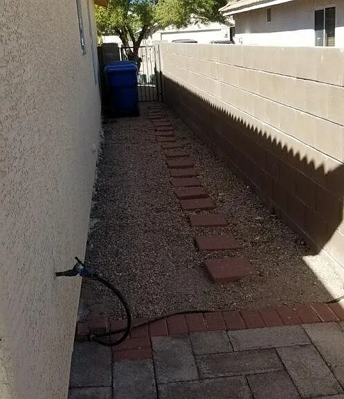 side yard with door entry