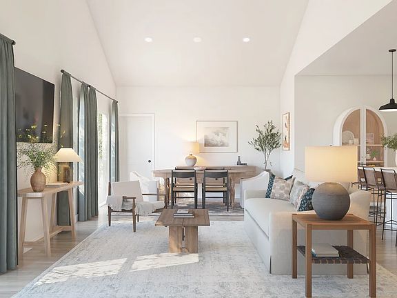 Great room with vaulted ceiling