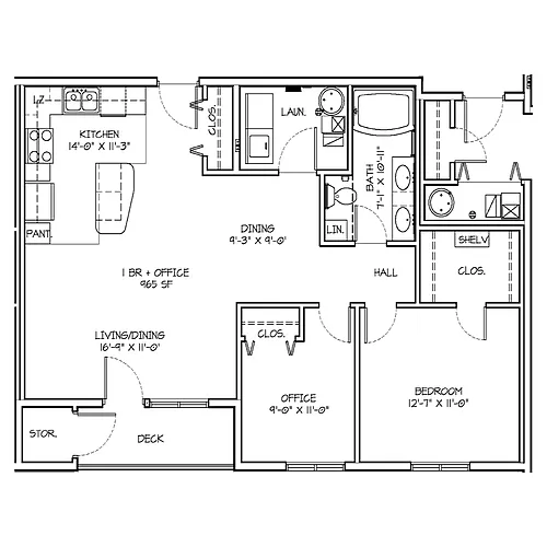 Floor plan One Bedroom plus Study