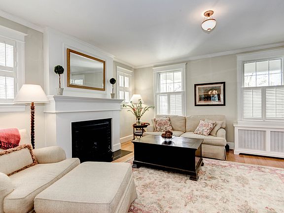 Family room features custom woodwork