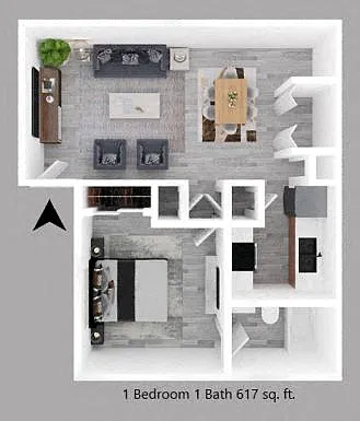 Floor plan One Bedroom One Bath - The Beacon