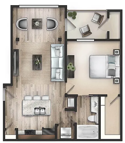 Floor plan The Saluda with Sunroom and Patio