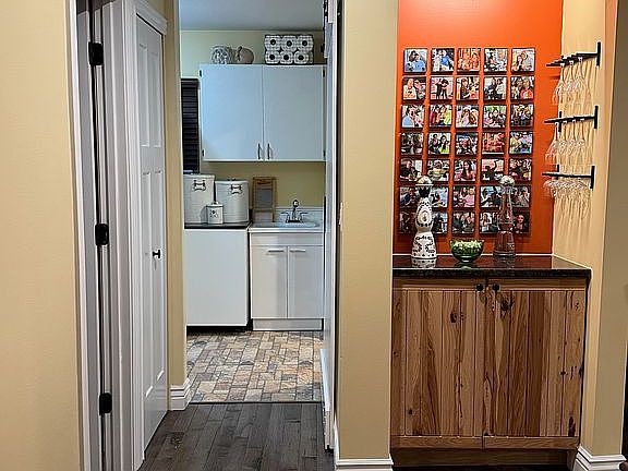 Hallway to bar/bath/laundry