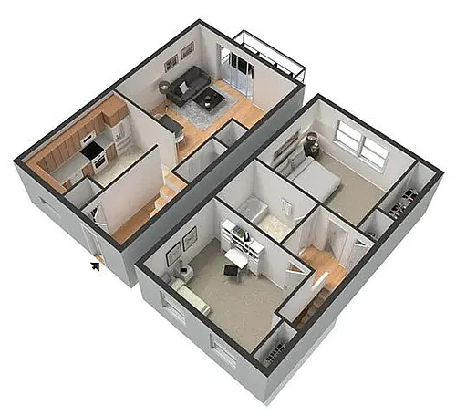 Floor plan 2 Bed 1.5 Bath