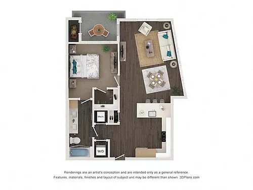 Floor plan A4 1x1 799 SF