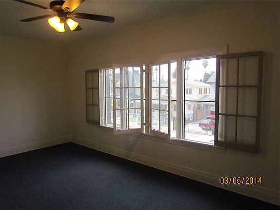 Living room double window facing the street