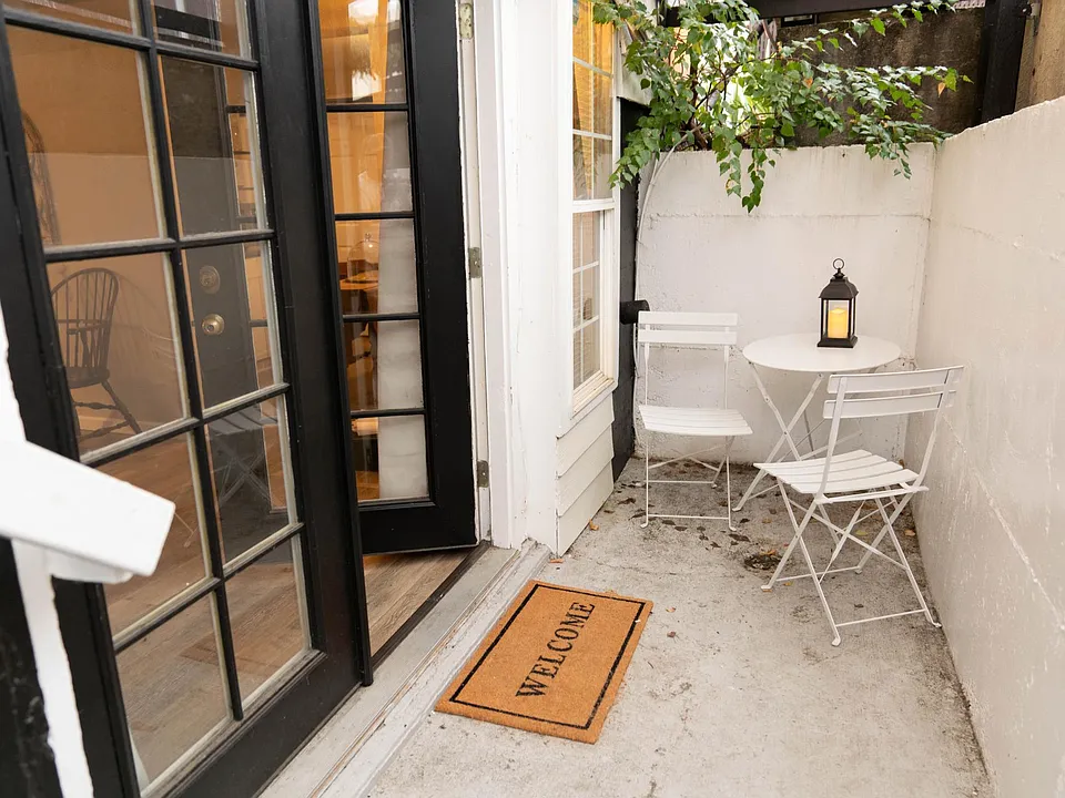 Entry door and small patio