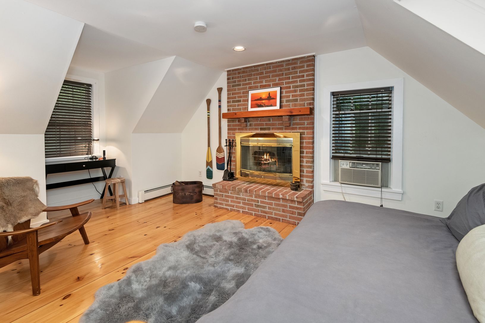  Bedroom one with fireplace