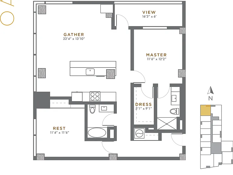Oak - 2 BD / 2 BA - 1,213 SF Oak - 2 BD / 2 BA - 1,213 SF