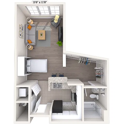 Floor plan Studio 0x1 551 SF
