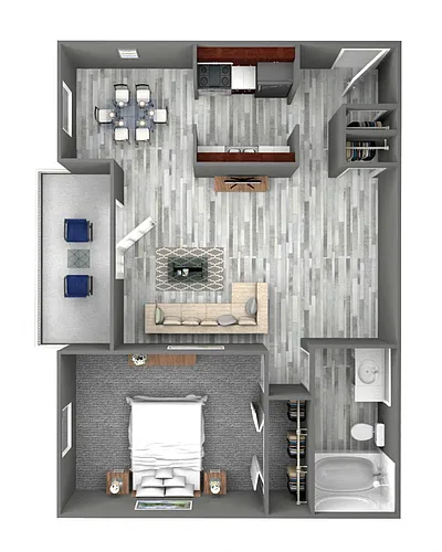 Floor plan 1 Bedroom Apartment