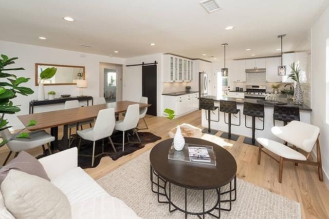 Open floor plan Living and Dining areas and Kitchen