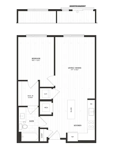 Floor plan 1 Bed/1 Bath-A10