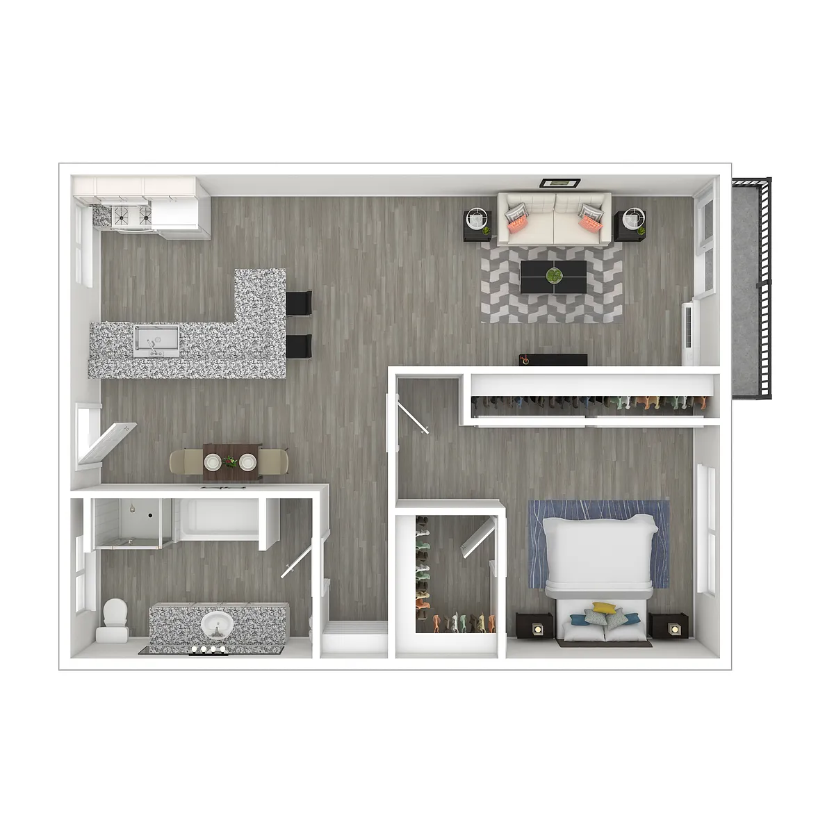 Floor plan 1 Bedroom 1 Bathroom - 6670 Glade