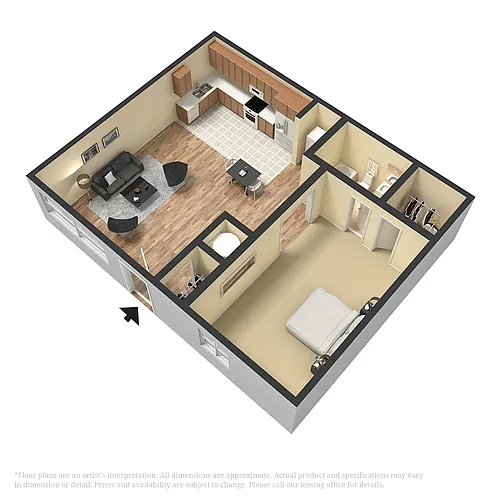 Floor plan 1 Bedroom 1 Bathroom