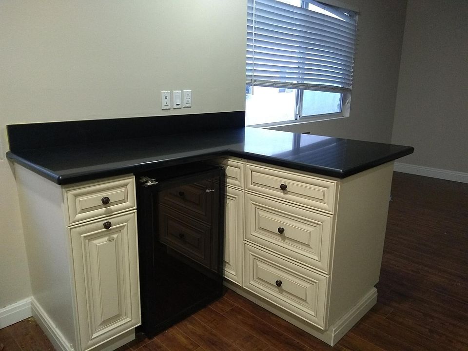 Island with wine refrigerator