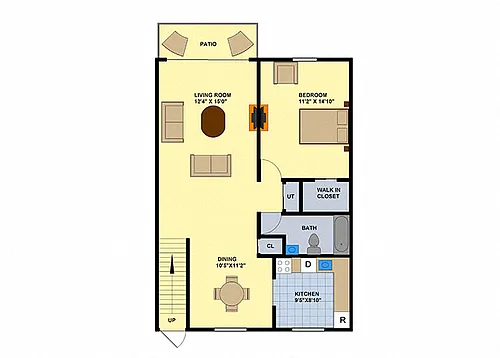 Floor plan One Bedroom (Upstairs)