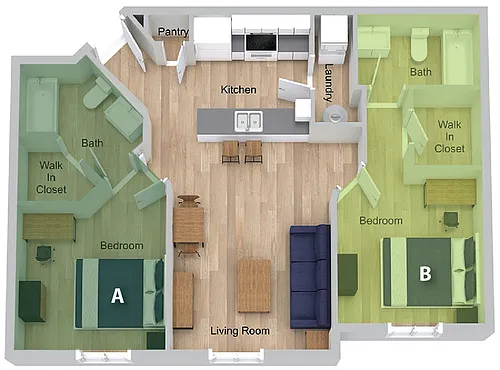 Floor plan By The Bed Pricing - Two Bedroom