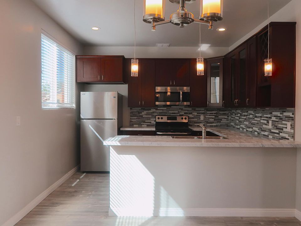 View of kitchen from dining area