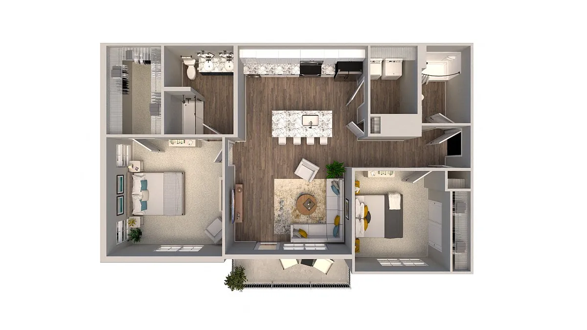 Floor plan 2 Bed 2 Bath B