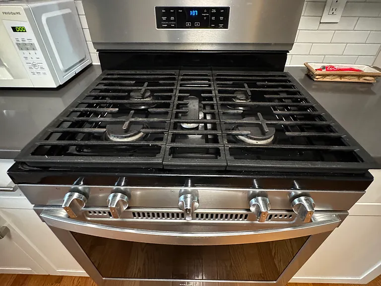 Gas stove and oven.