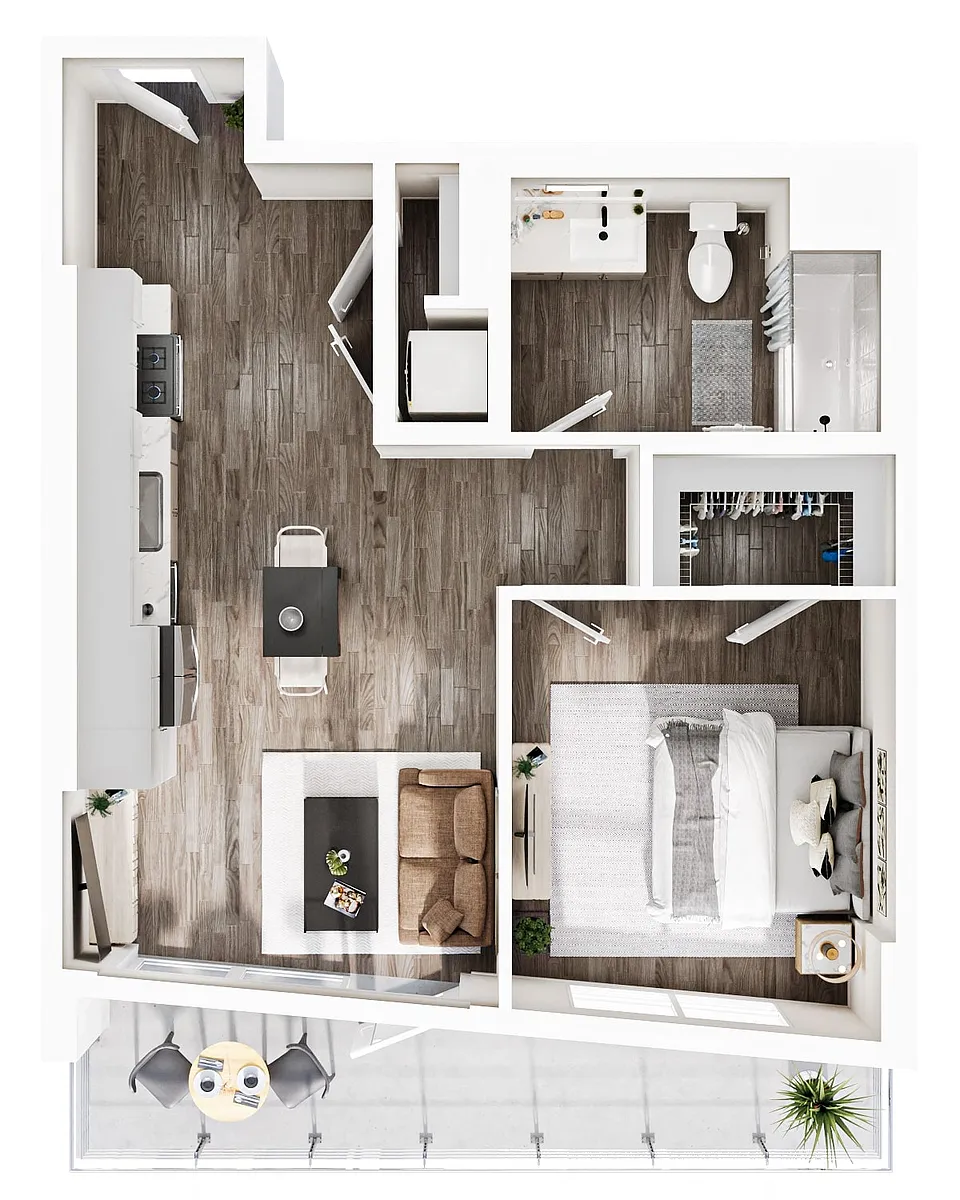 Floor plan 1 Bedroom | 1 Bath | Plan A1