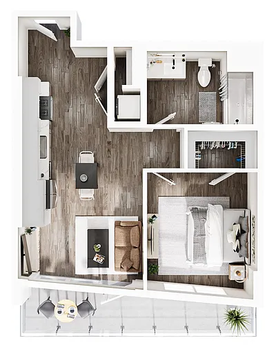 Floor plan 1 Bedroom | 1 Bath | Plan A1